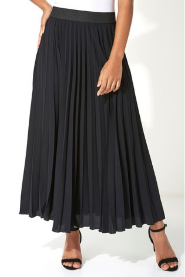 Designer Black Pleated Skirt Dress